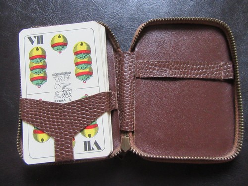 Skat blatt edlen leder etui - skat-blatt, leder-etui
